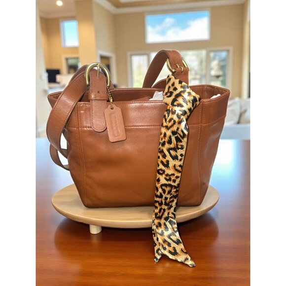 VTG Coach Waverly Soho Shoulder Bag 4157 British Tan Leather Buckle Tote 90s USA - Picture 1 of 8